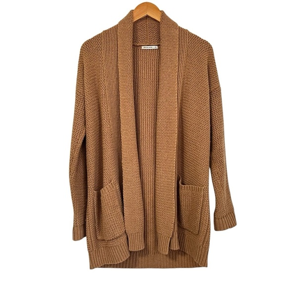 Marine Layer Womens Brooklyn Chunky Knit Cardigan Sweater XS Brown Open Front - Picture 3 of 11